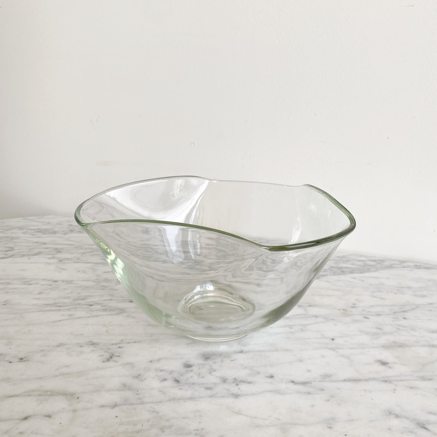 Vintage Triangular Glass Serving Bowl, 9.25"