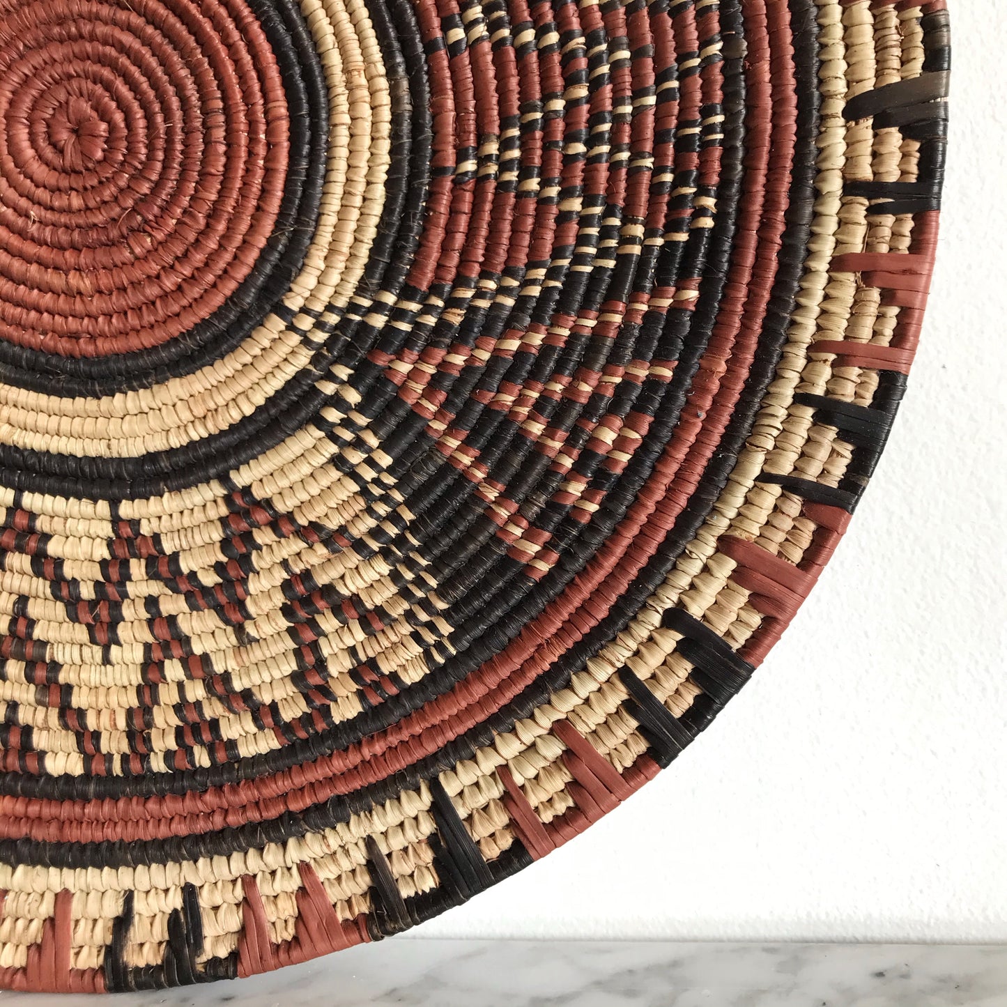 Vintage Hand-Woven Grass Medallion, 14”