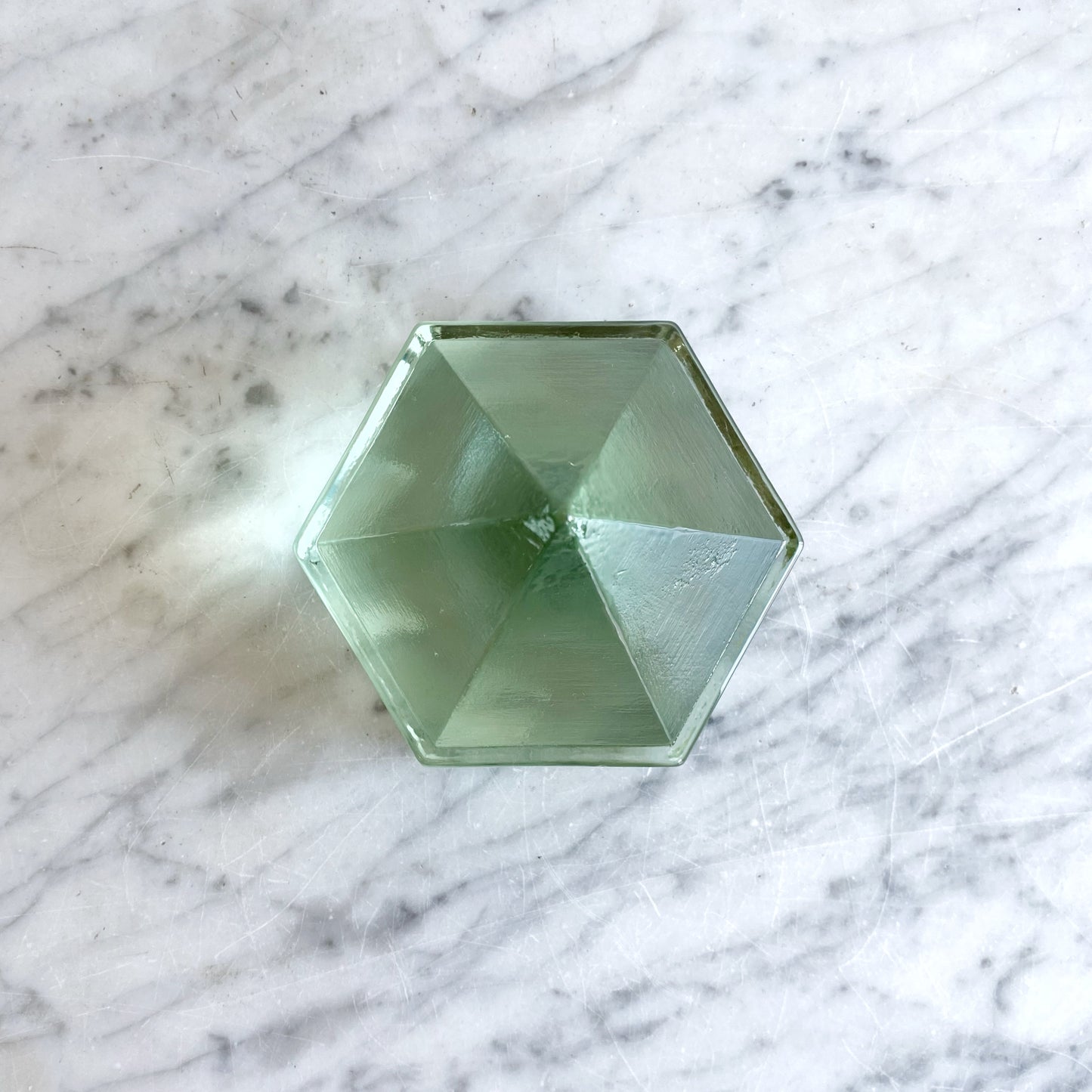 Found Aqua Glass Prism Paperweight / Deck Prism