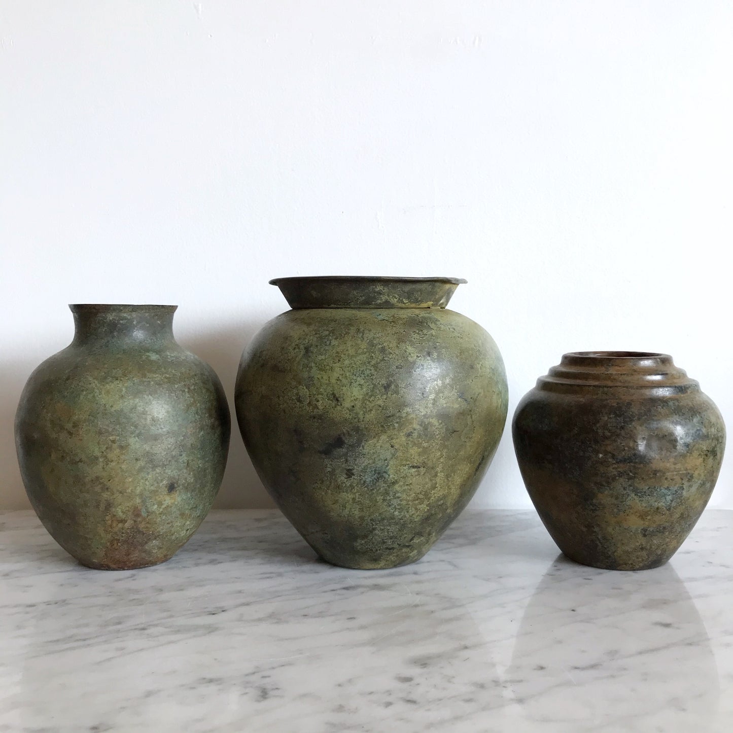 Medium Metal Urn Vase with Patina