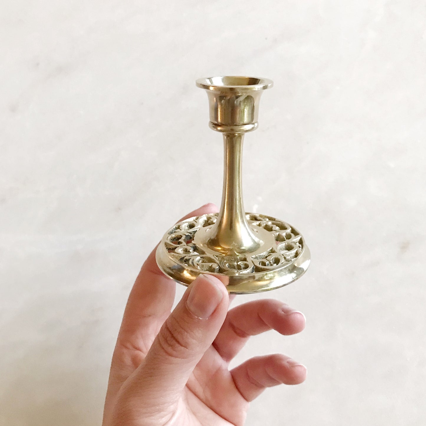 Fancy Vintage Brass Candle Holder