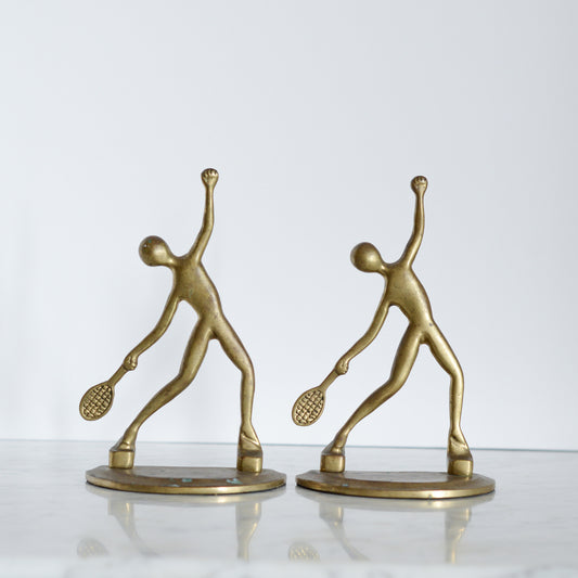 Vintage Brass Tennis Bookends