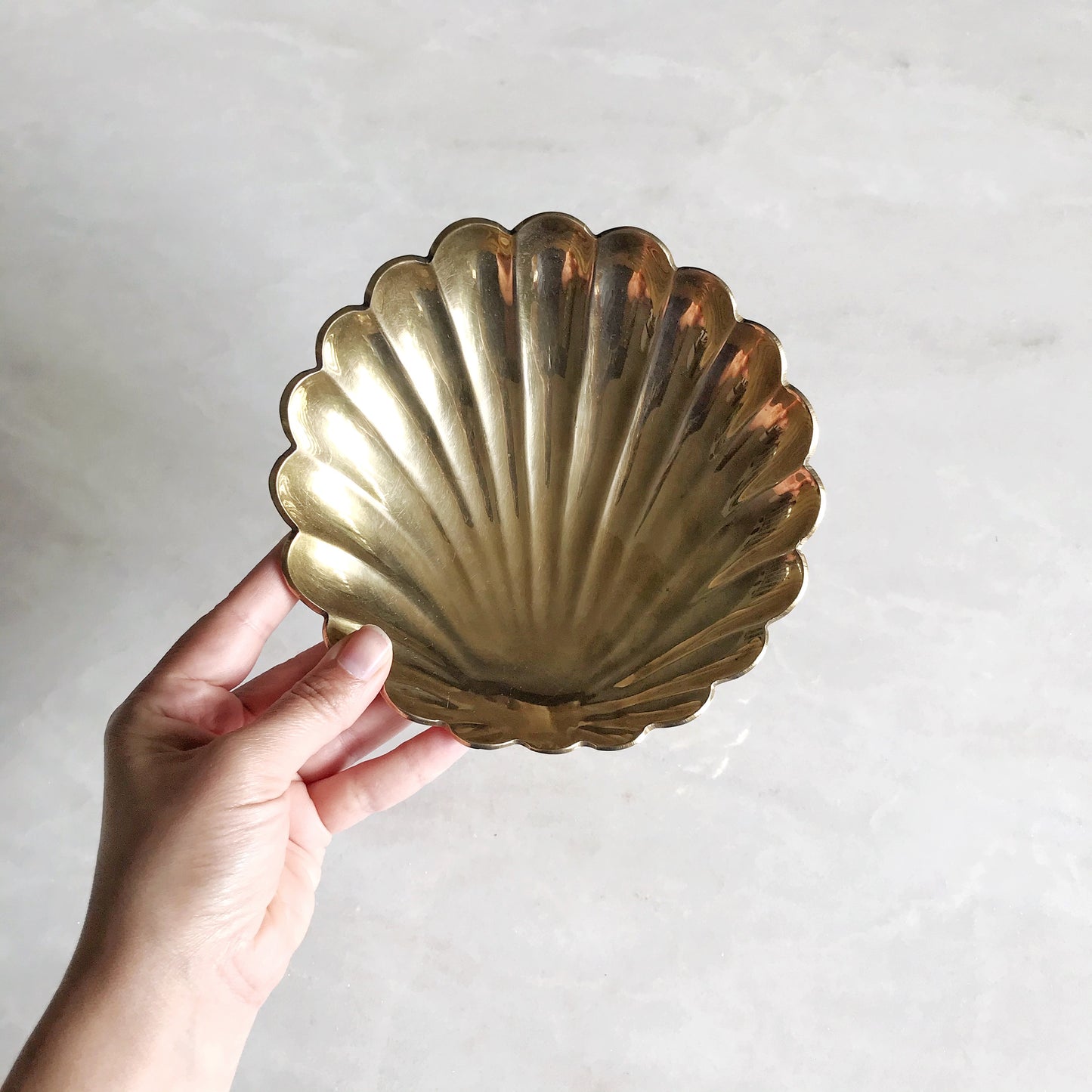 Heavy Vintage Brass Shell Dish
