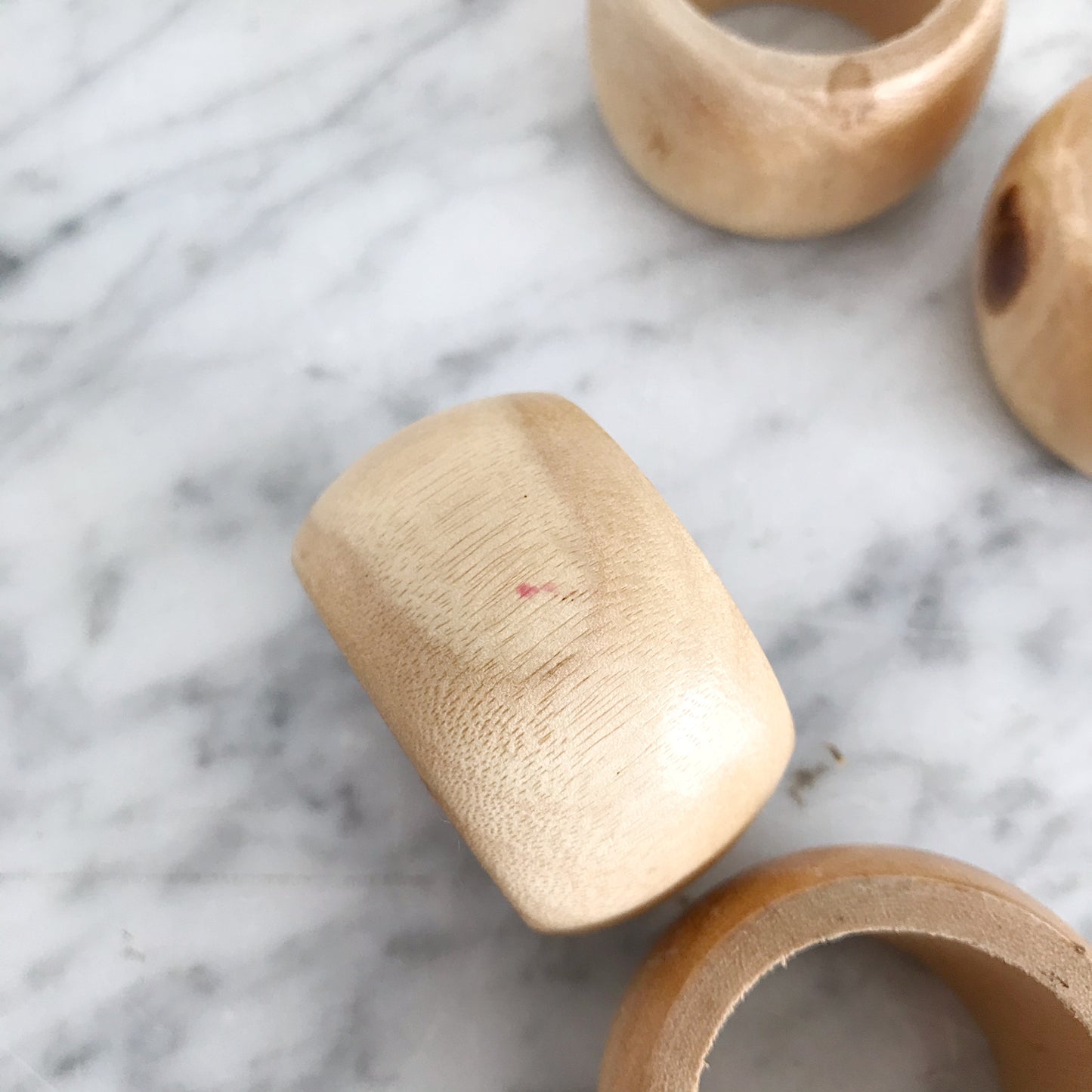 Set of 6 Vintage Wooden Napkin Rings