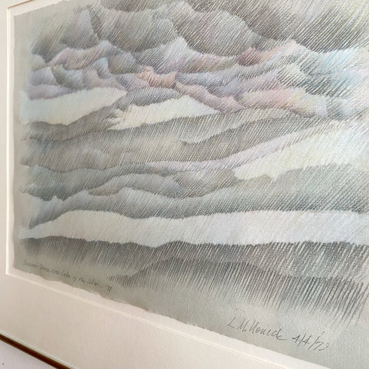Vintage Original Drawing “Summer Storm Over Lake Of The Isle”