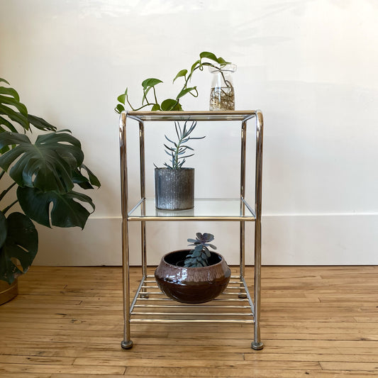 Chrome + Glass 3-tier Shelf / Plant Stand