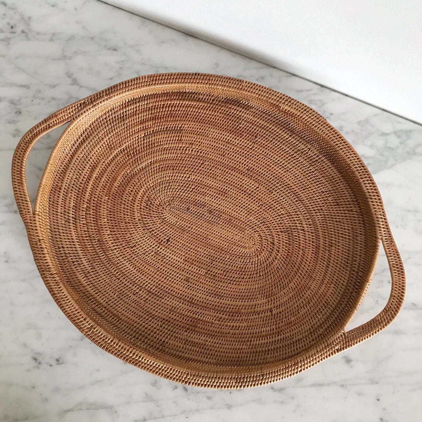 Vintage Woven Oval Tray with Handles