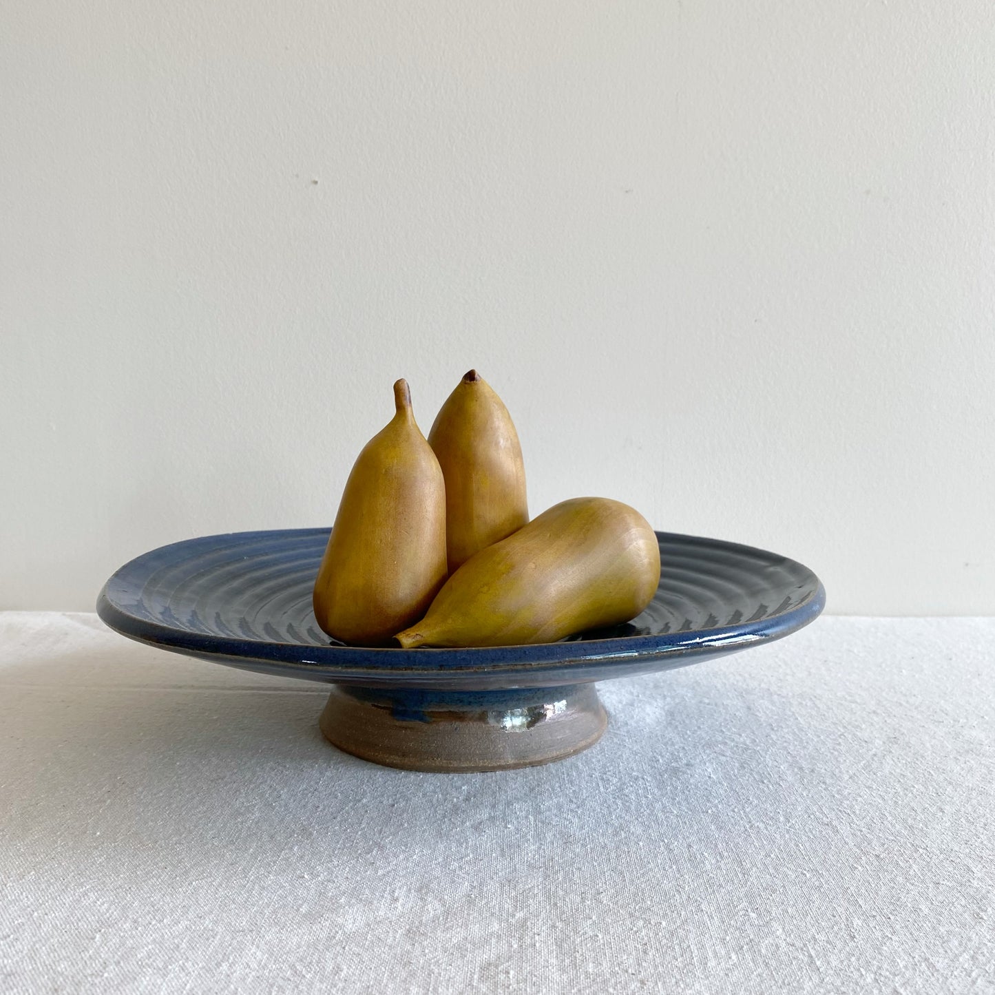 Large Blue Stoneware Platter, 12”