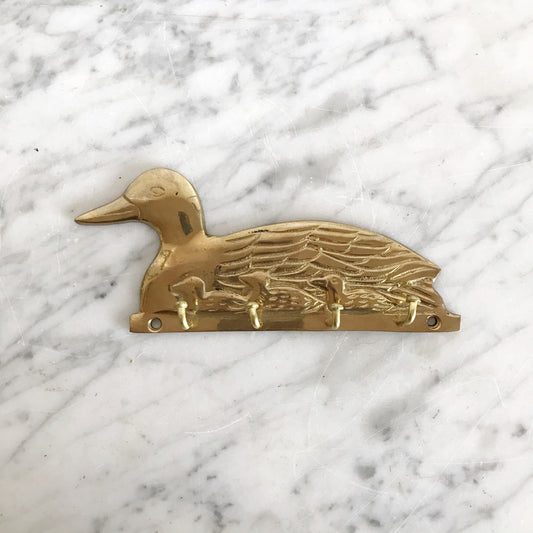 Vintage Brass Duck Key Holder