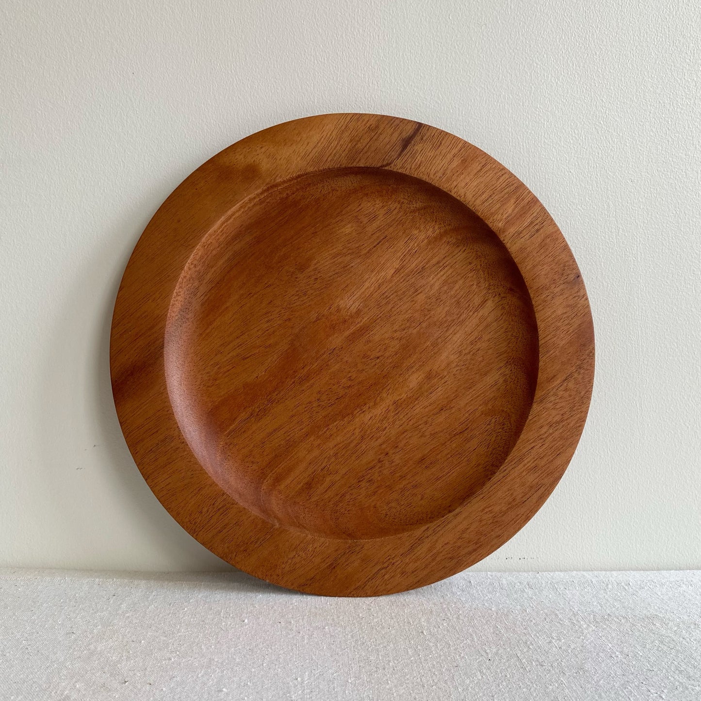 Large Mahogany Wood Plate, 11.5"