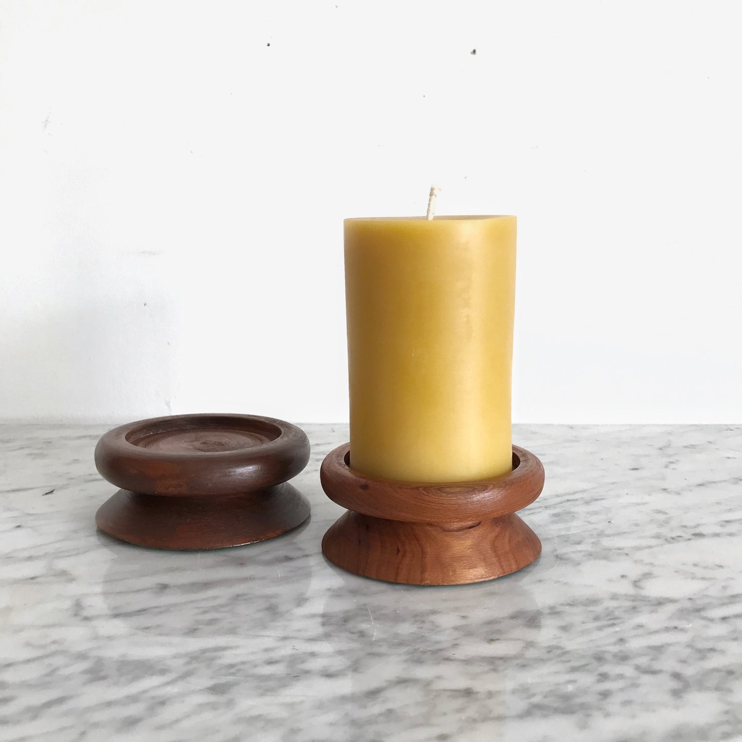 Vintage Wood Pillar Candle Holder