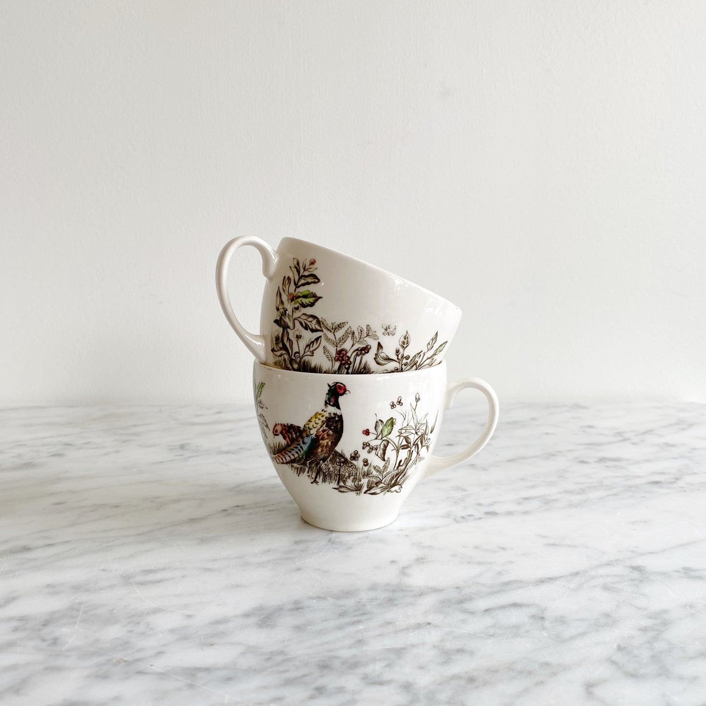 Pair of Vintage Pheasant Mugs