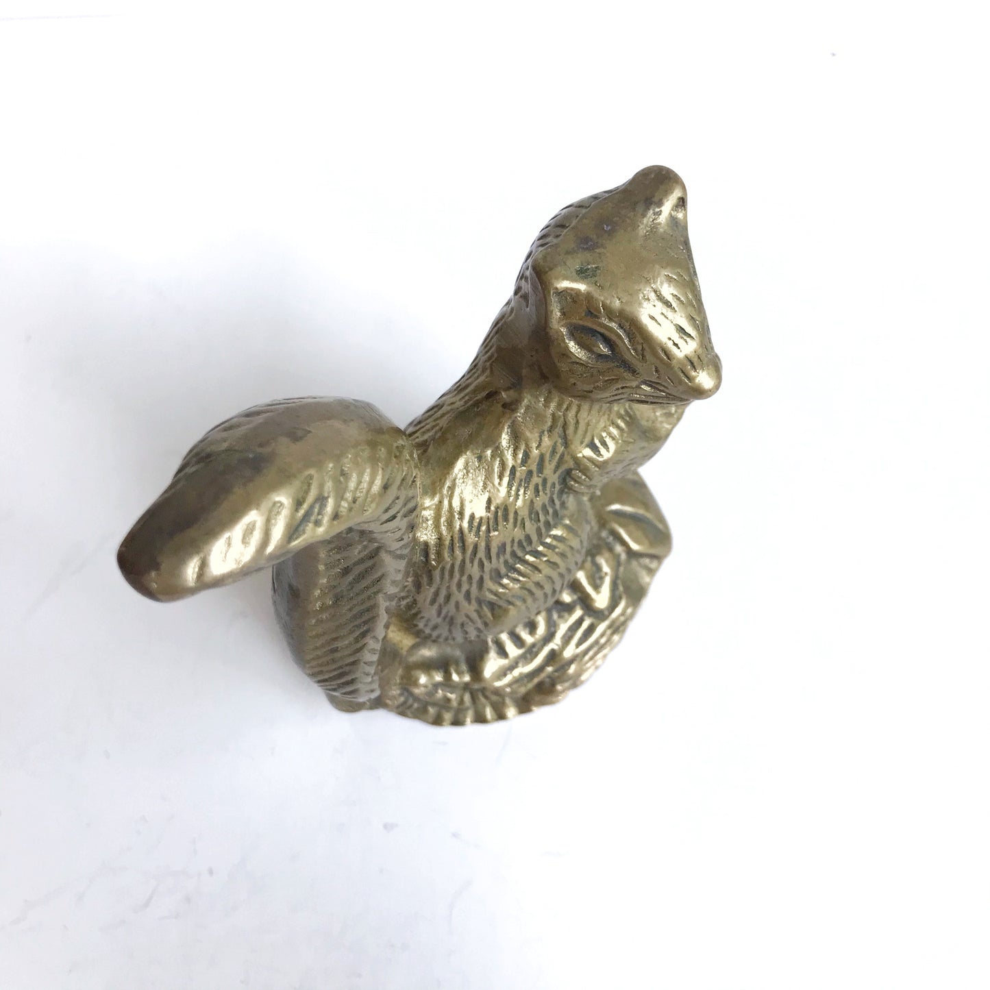 Vintage Brass Squirrel on a Log