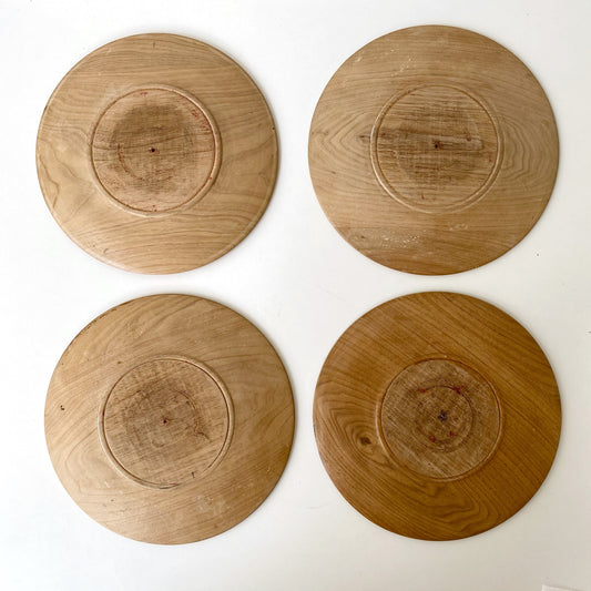 Set of 4 Humble Turned Wood Plates