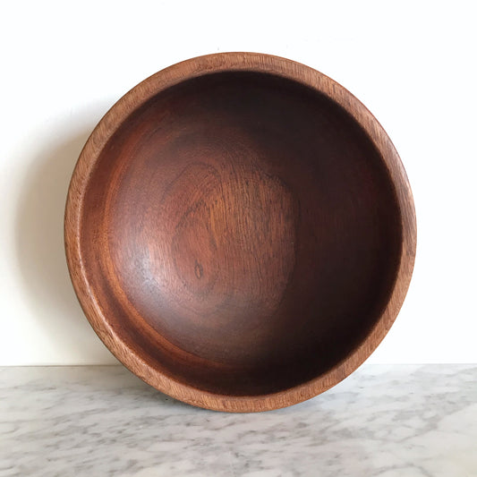 Vintage Turned Wood Serving Bowl, 10”