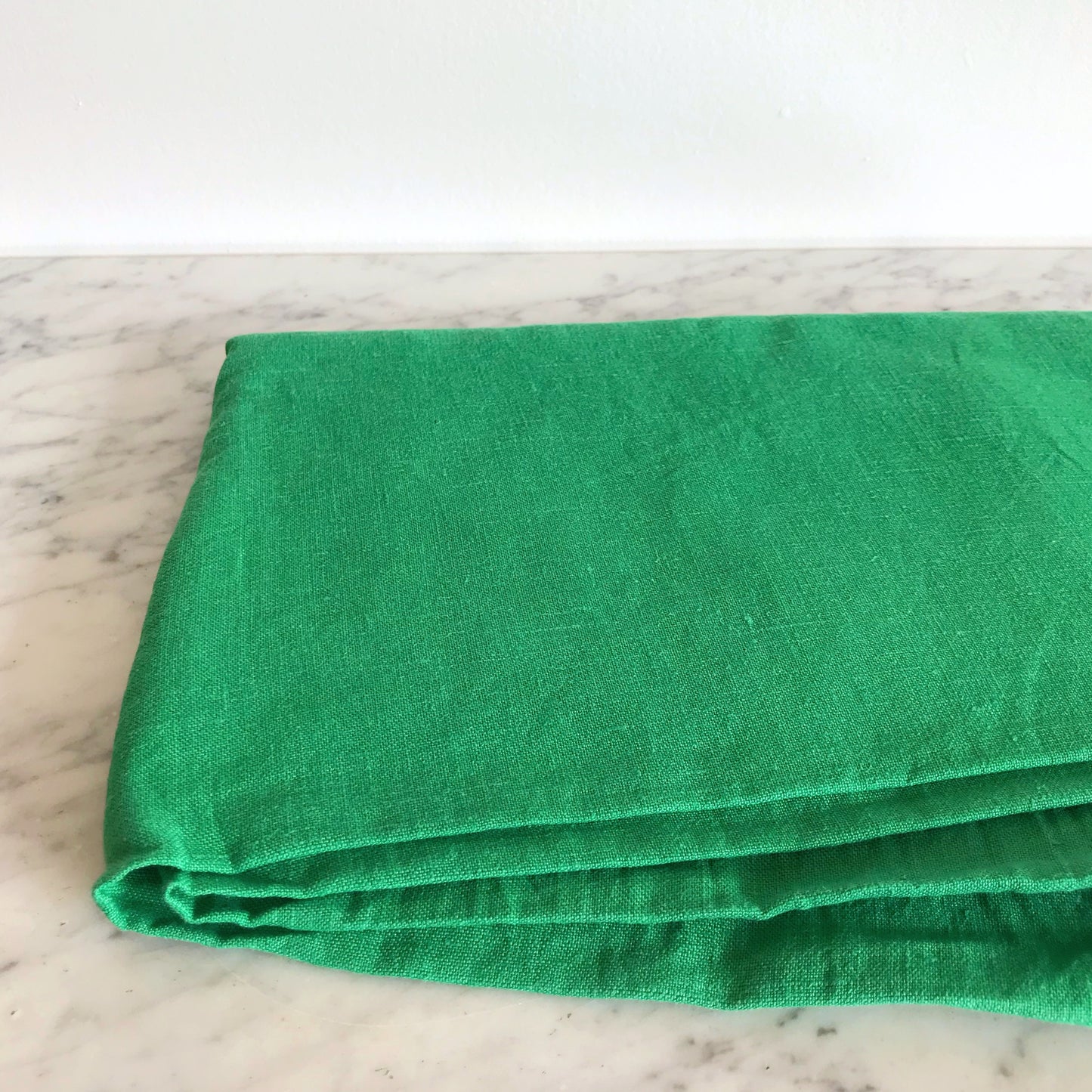 Vintage Green Linen Tablecloth (65 x 49”)