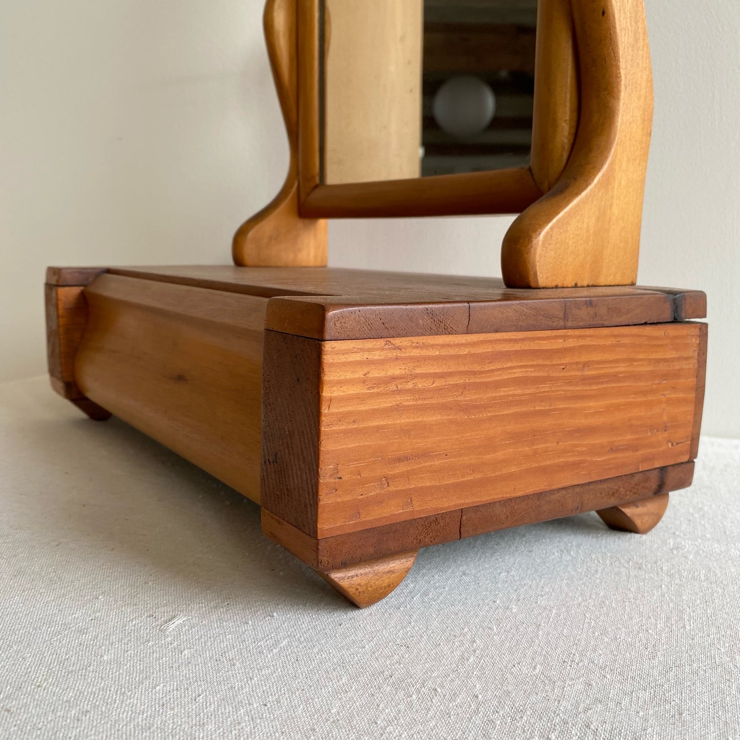 Antique Dresser Top / Vanity Box with Swivel Mirror