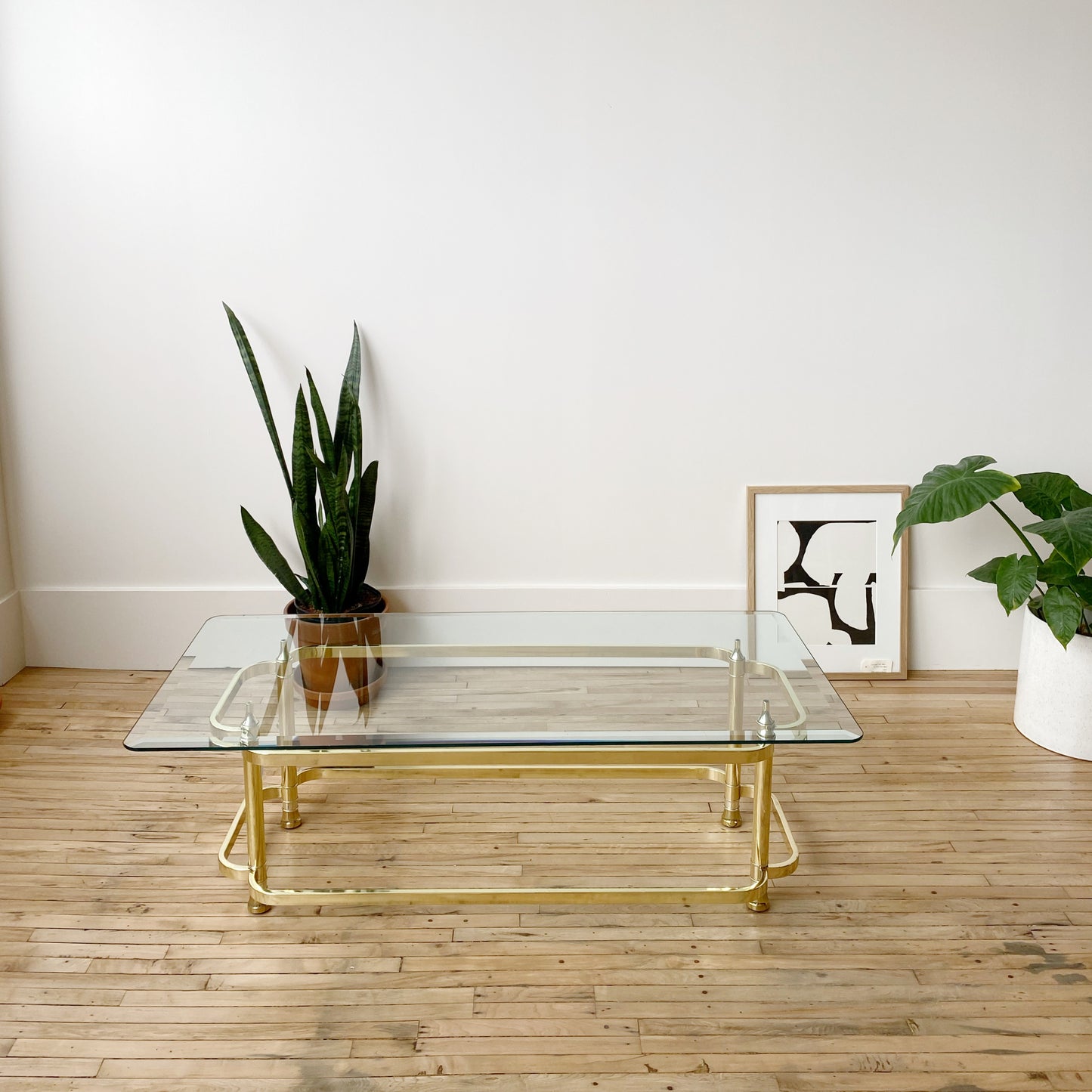 Vintage Brass + Glass Coffee Table