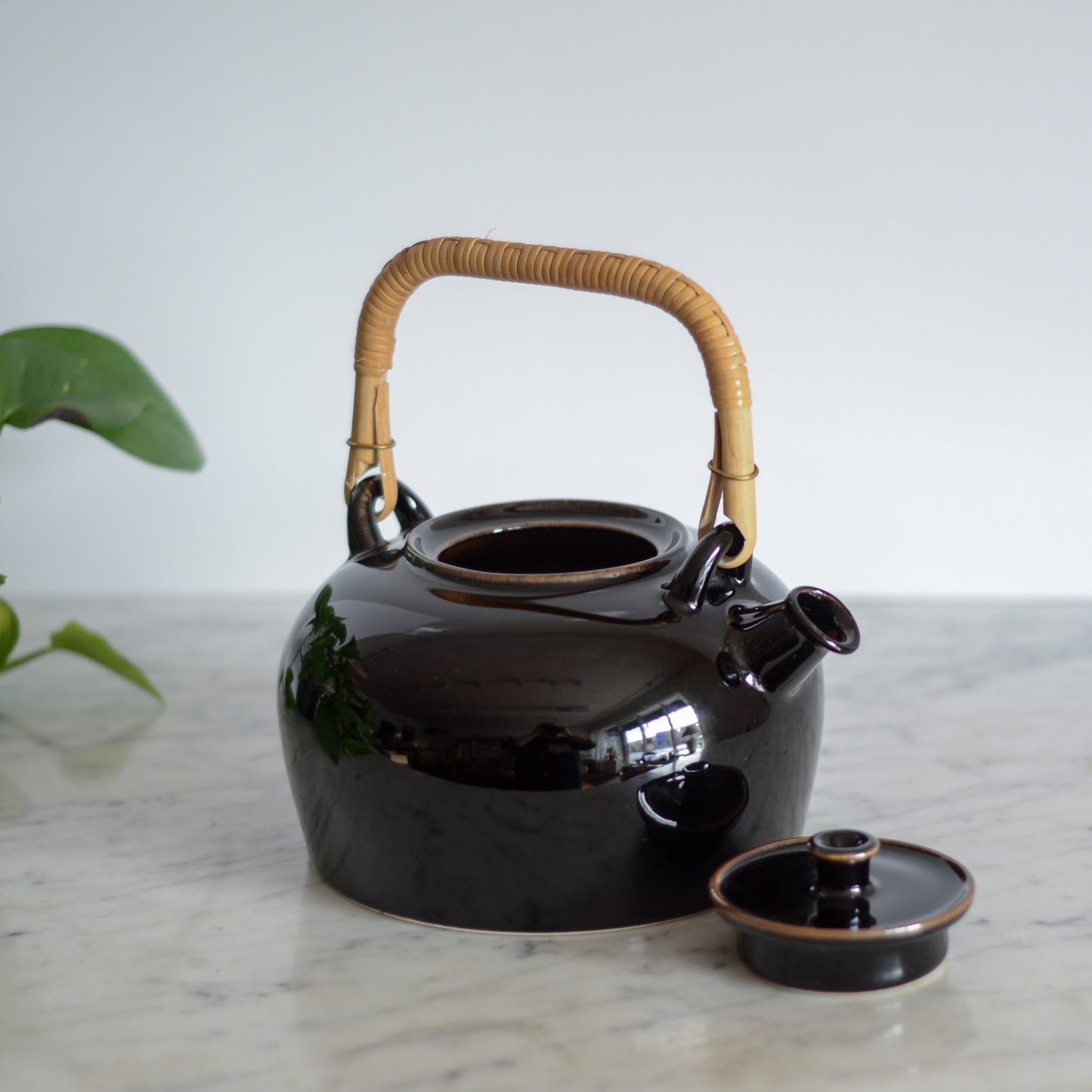 Vintage Black Ceramic Teapot by Dansk