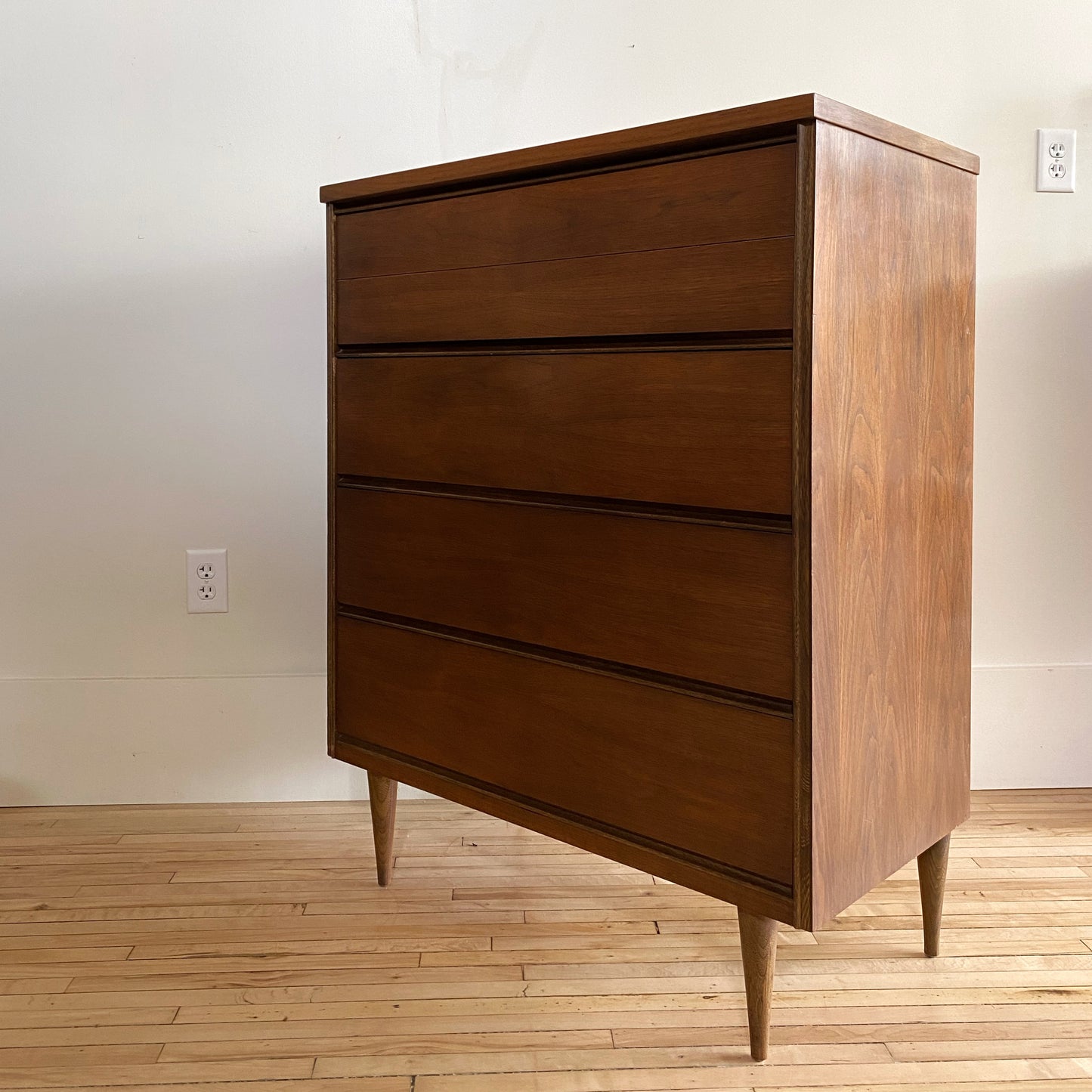 Vintage Mid-Century Tallboy Dresser by Bassett