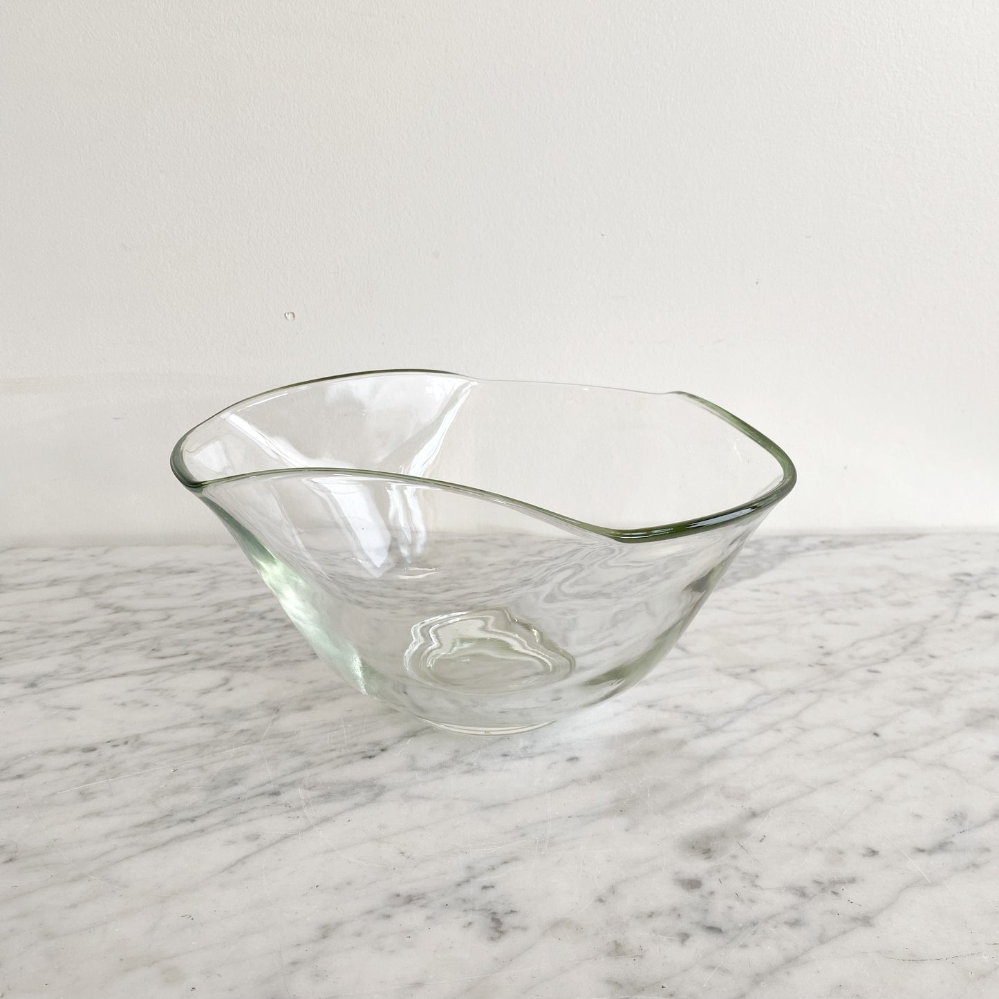 Vintage Triangular Glass Serving Bowl, 9.25"