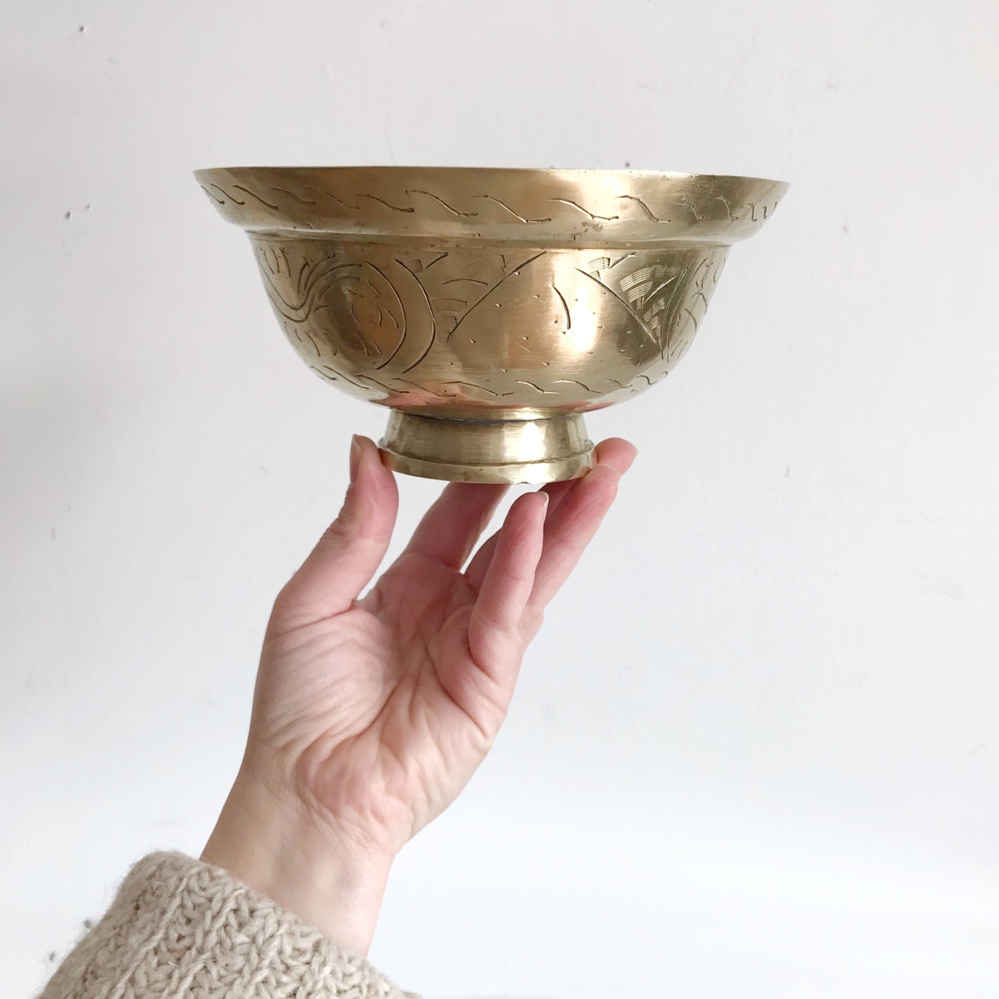 Large Heavy Vintage Footed Brass Bowl