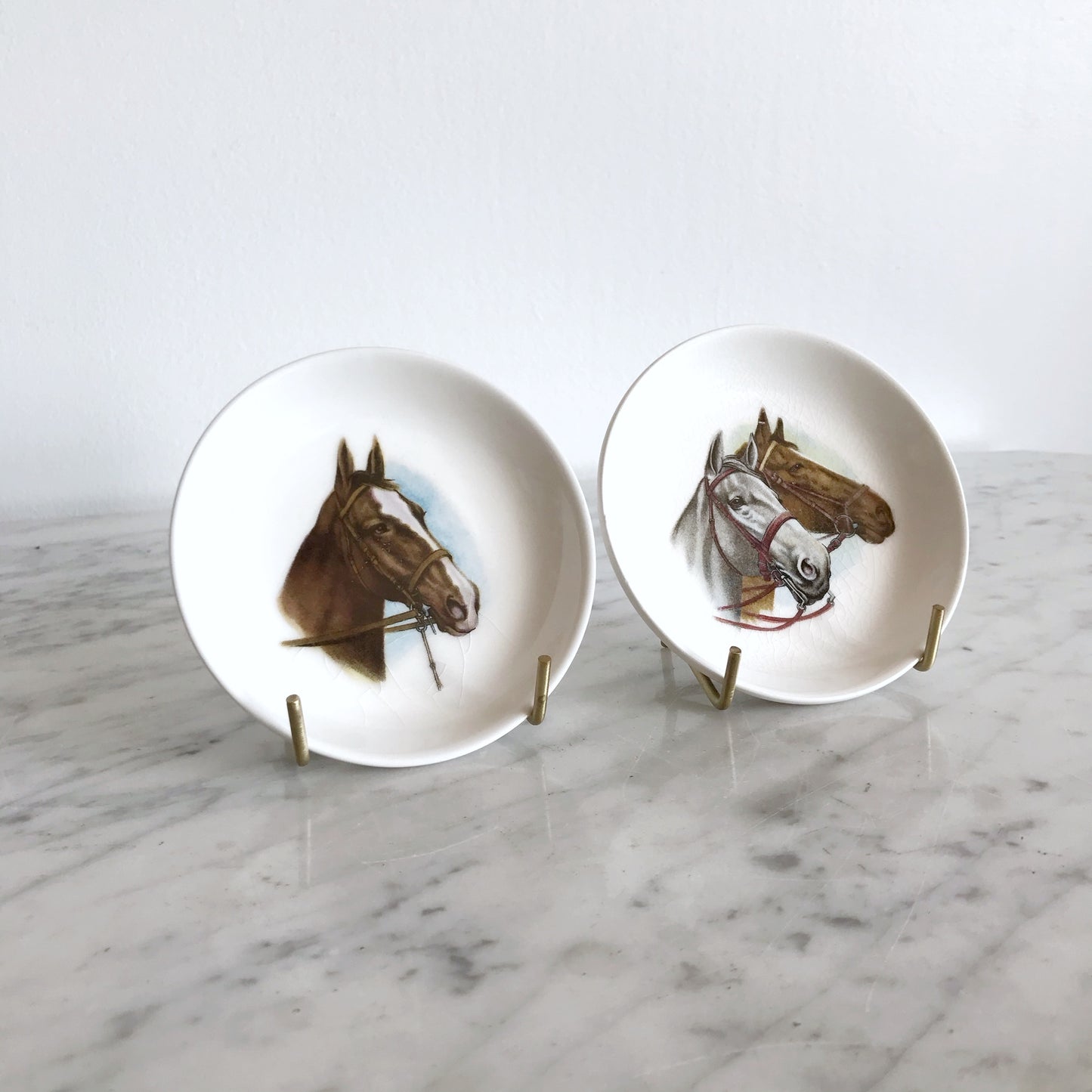 Pair of Vintage Ceramic Horse Dishes