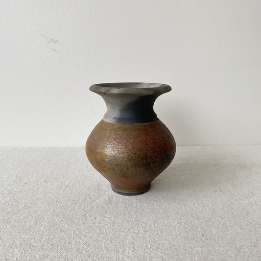 Vintage Iridescent Pottery Vase, 4.5”
