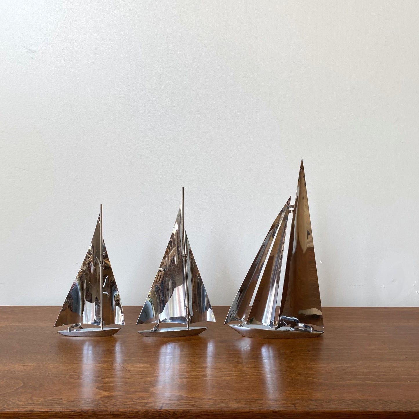 Set of 3 Vintage Steel Sailboats