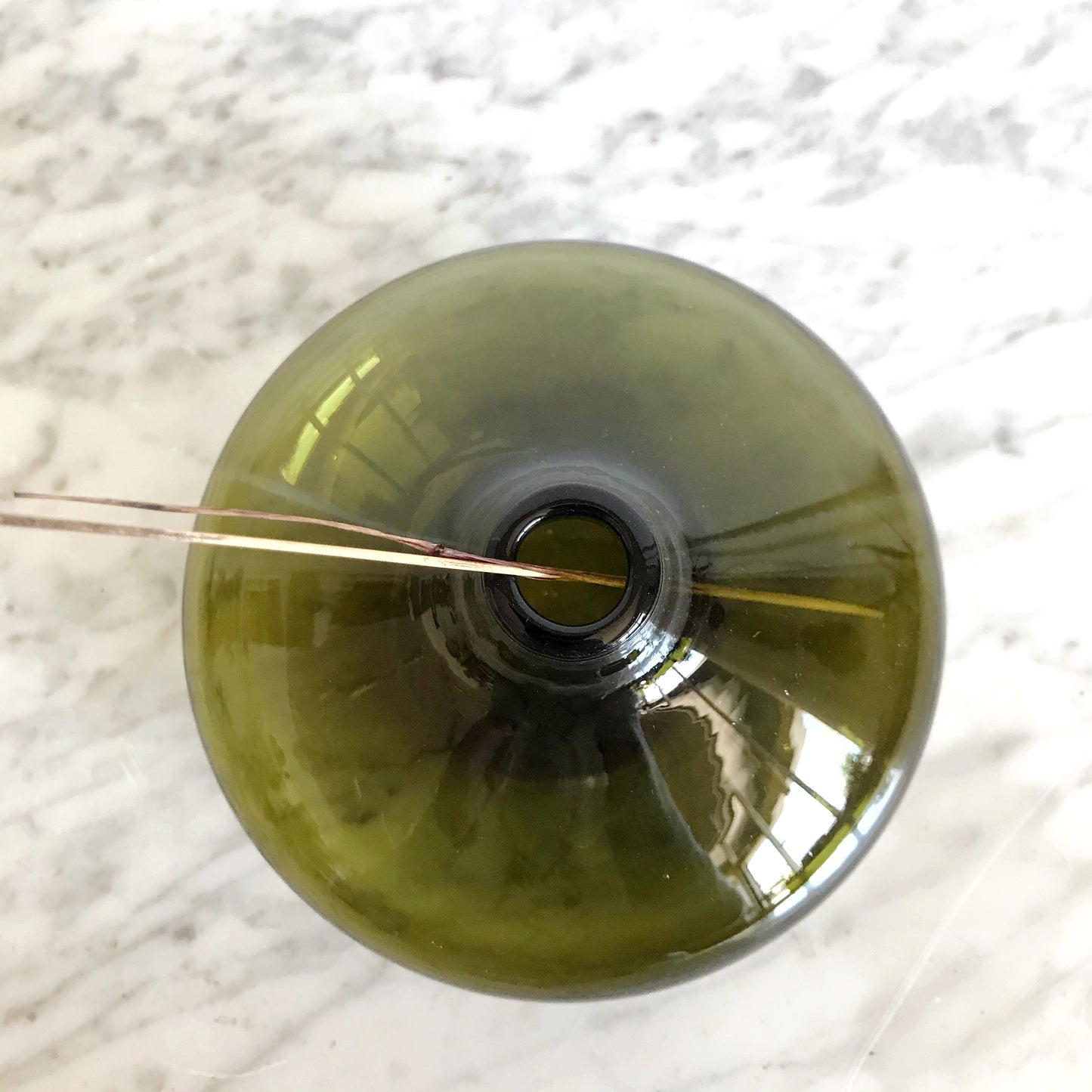 Vintage Green Glass Orb Vase