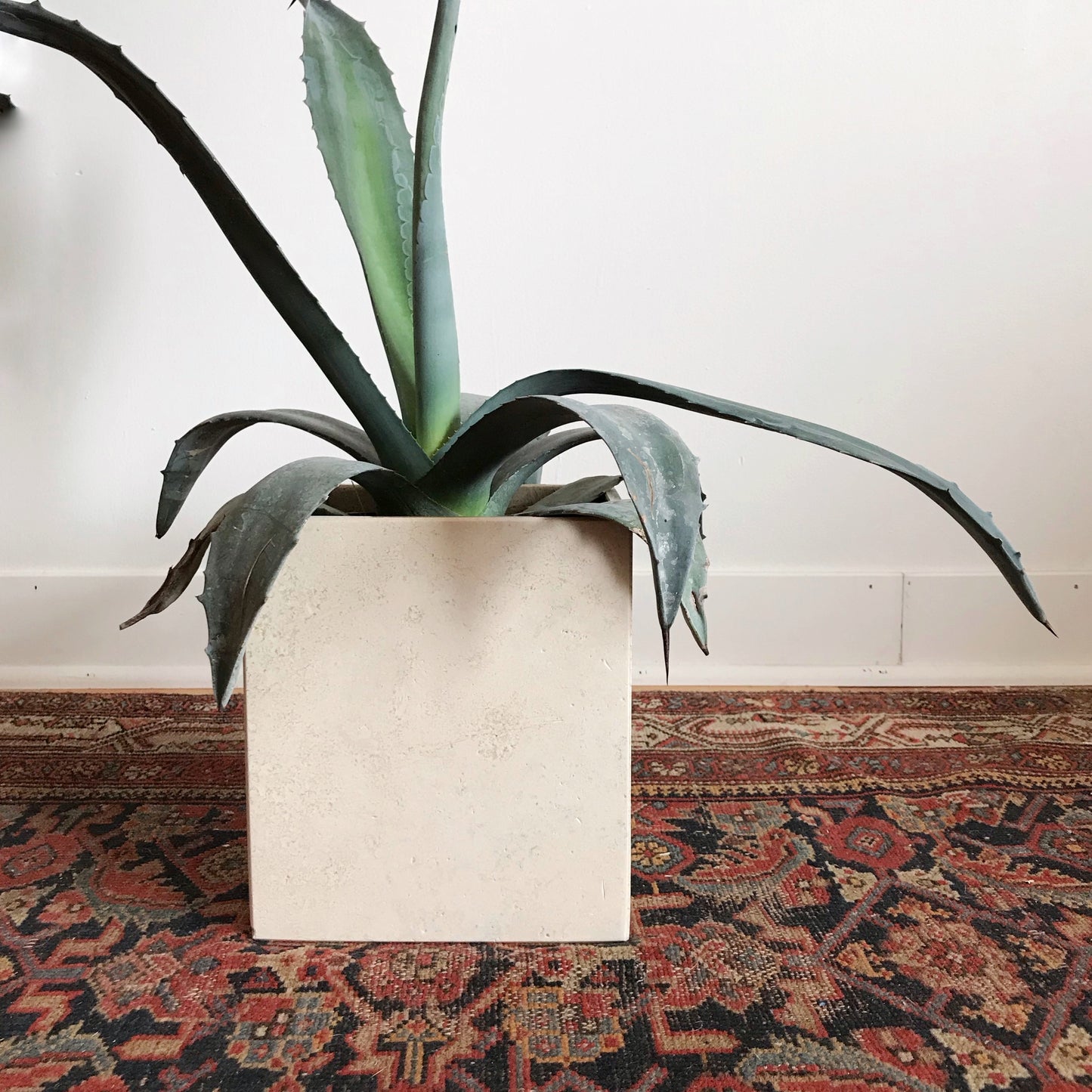 Minimalist Travertine Planter / Waste Bin