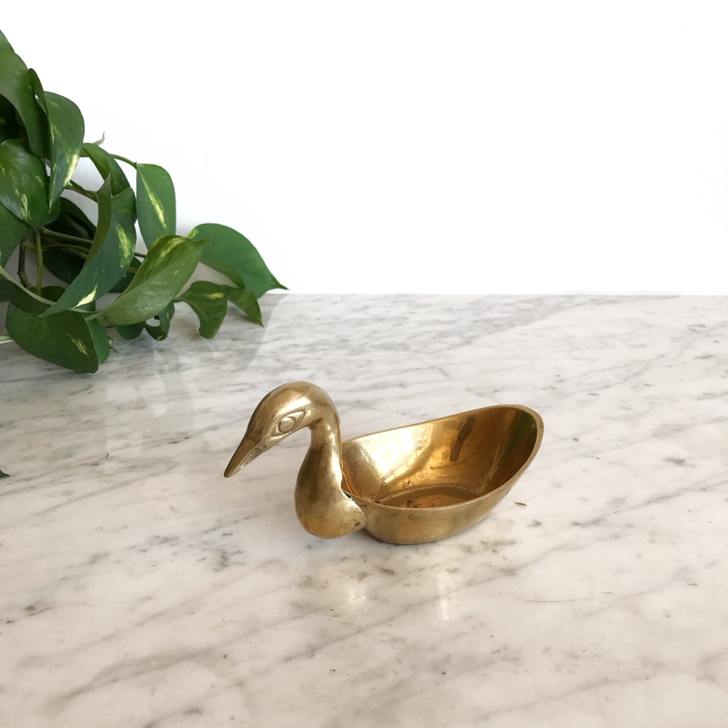 Vintage Brass Swan Dish