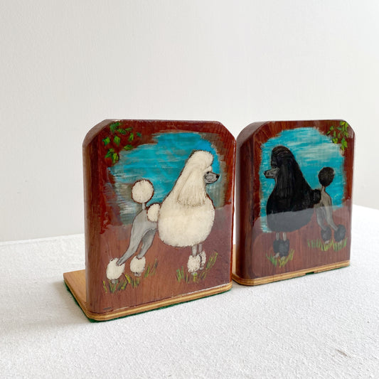 Pair of Vintage Hand-painted Poodle Bookends