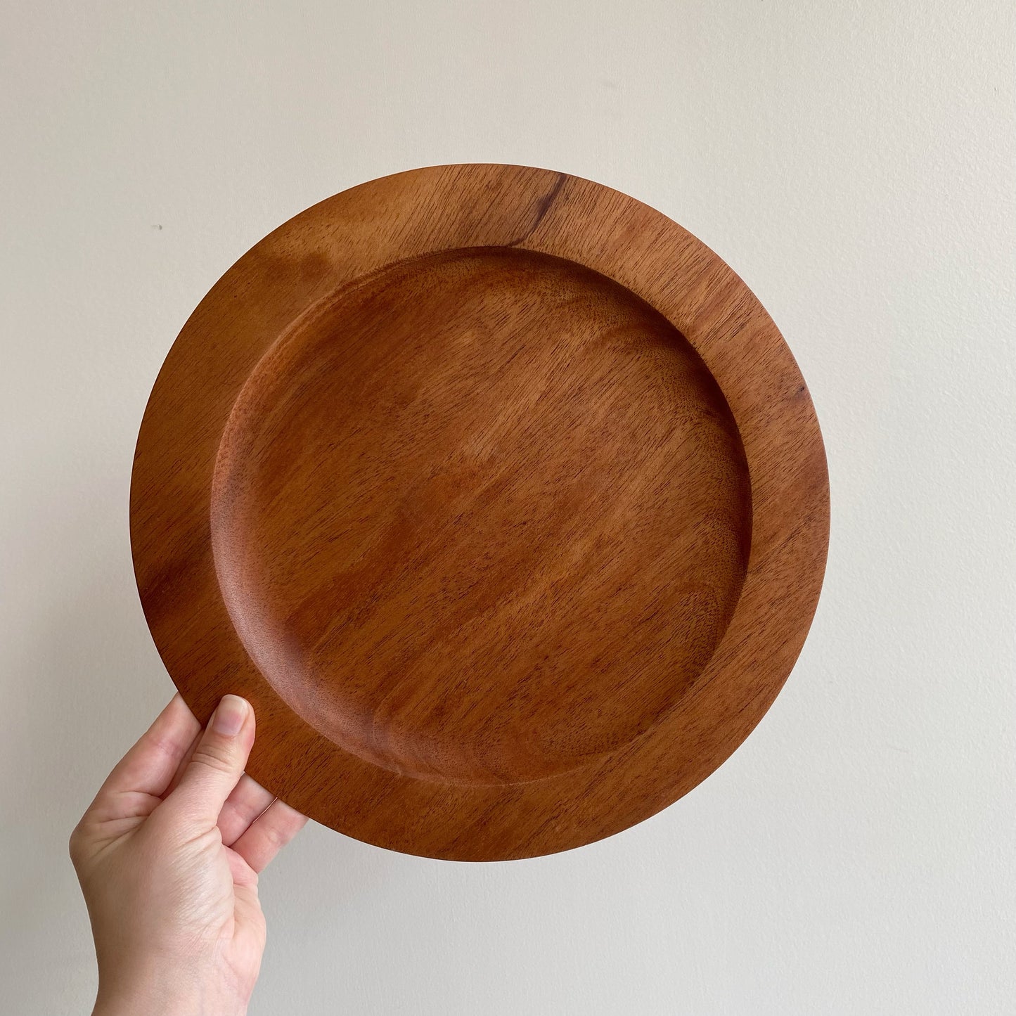 Large Mahogany Wood Plate, 11.5"