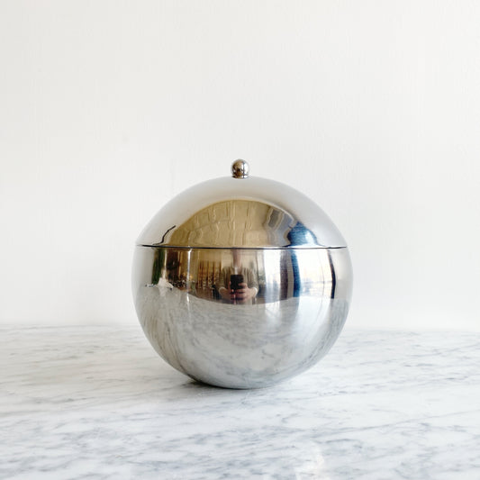 Found Polished Silver Spherical Ice Bucket