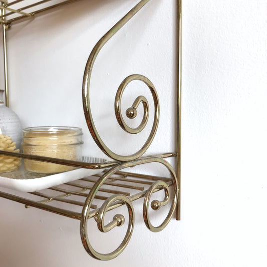 Vintage Gold Wire Wall Shelf