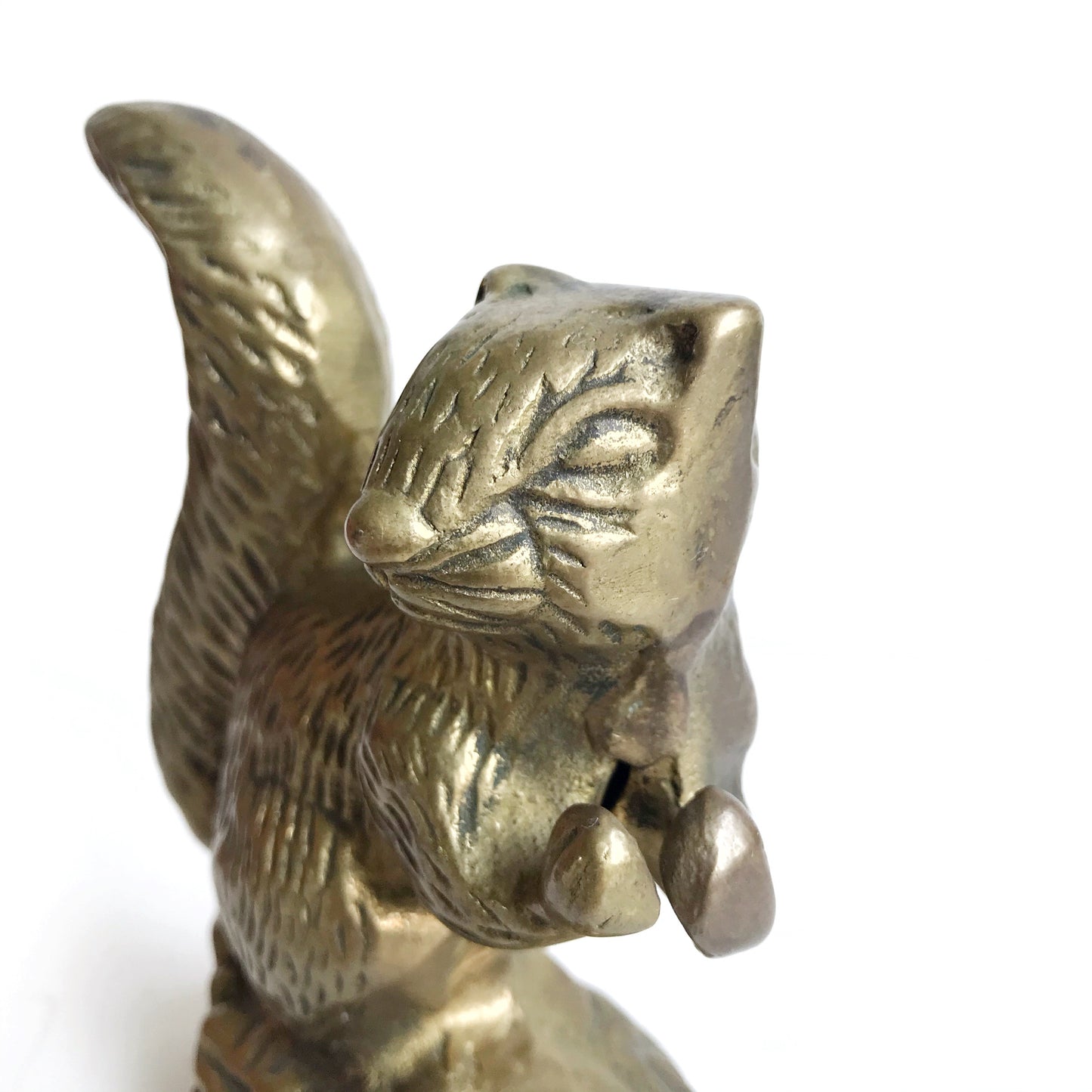 Vintage Brass Squirrel on a Log