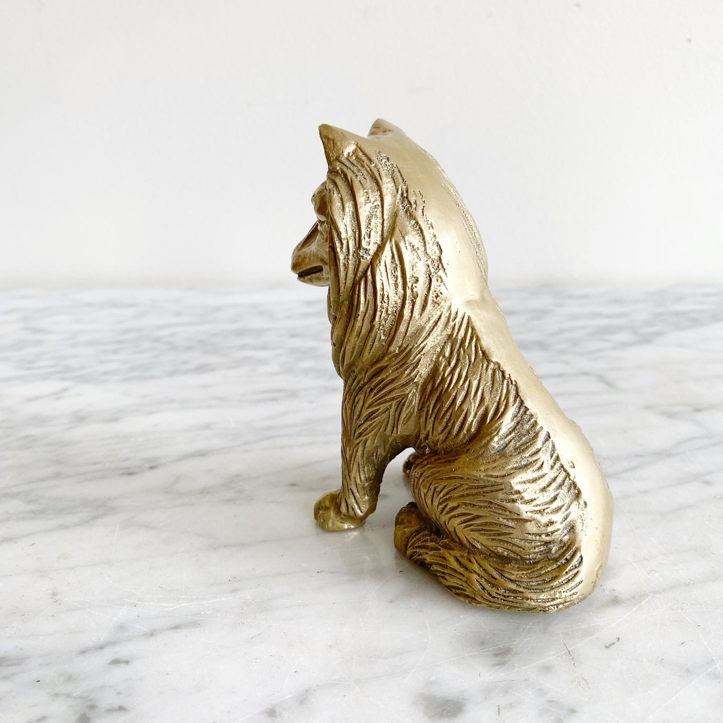 Vintage Brass Collie Dog, 4.5”