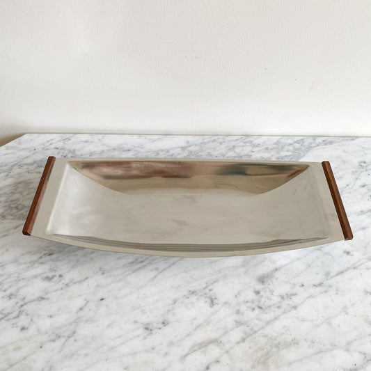 XL Vintage Danish Stainless Steel Serving Tray, 19"