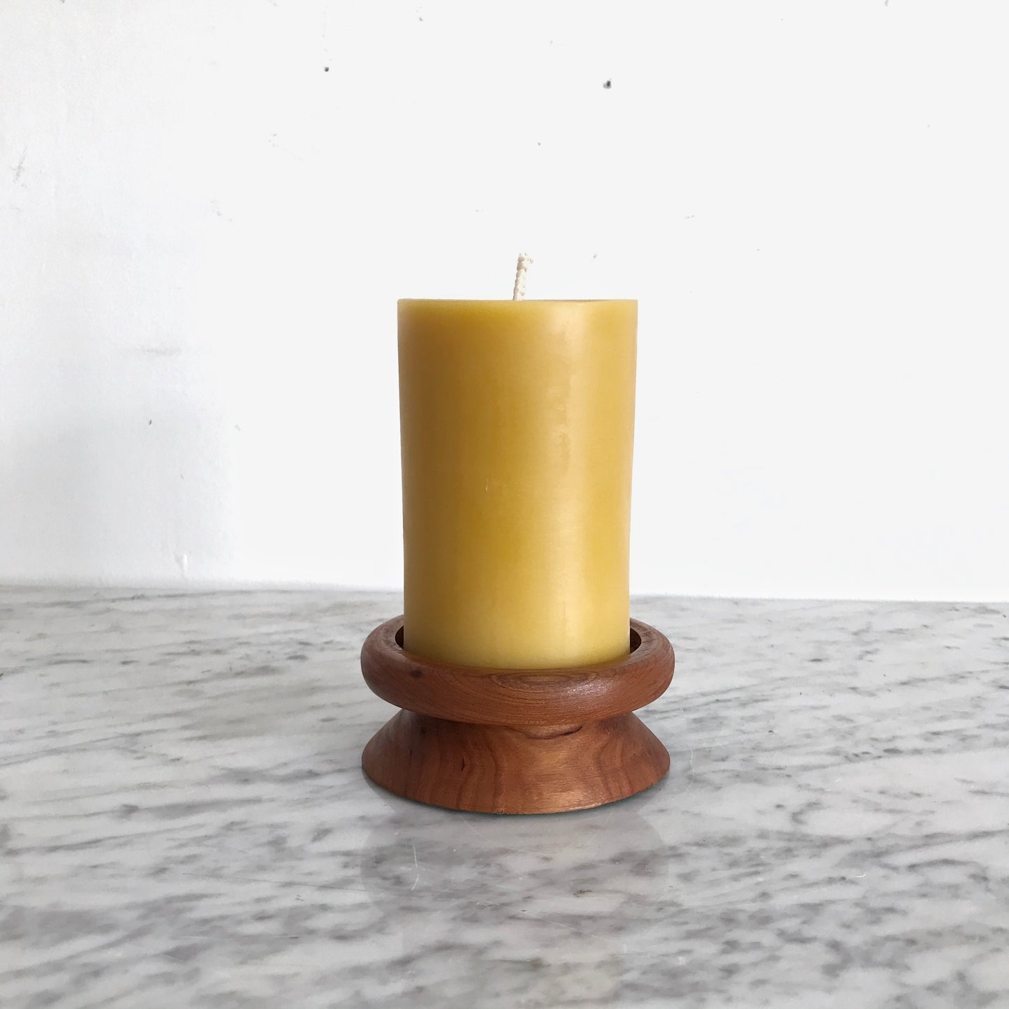 Vintage Wood Pillar Candle Holder