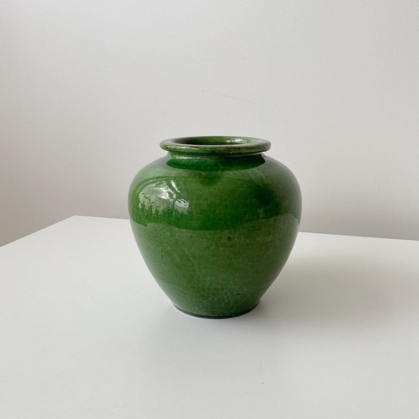 Vintage French Green Clay Vessel