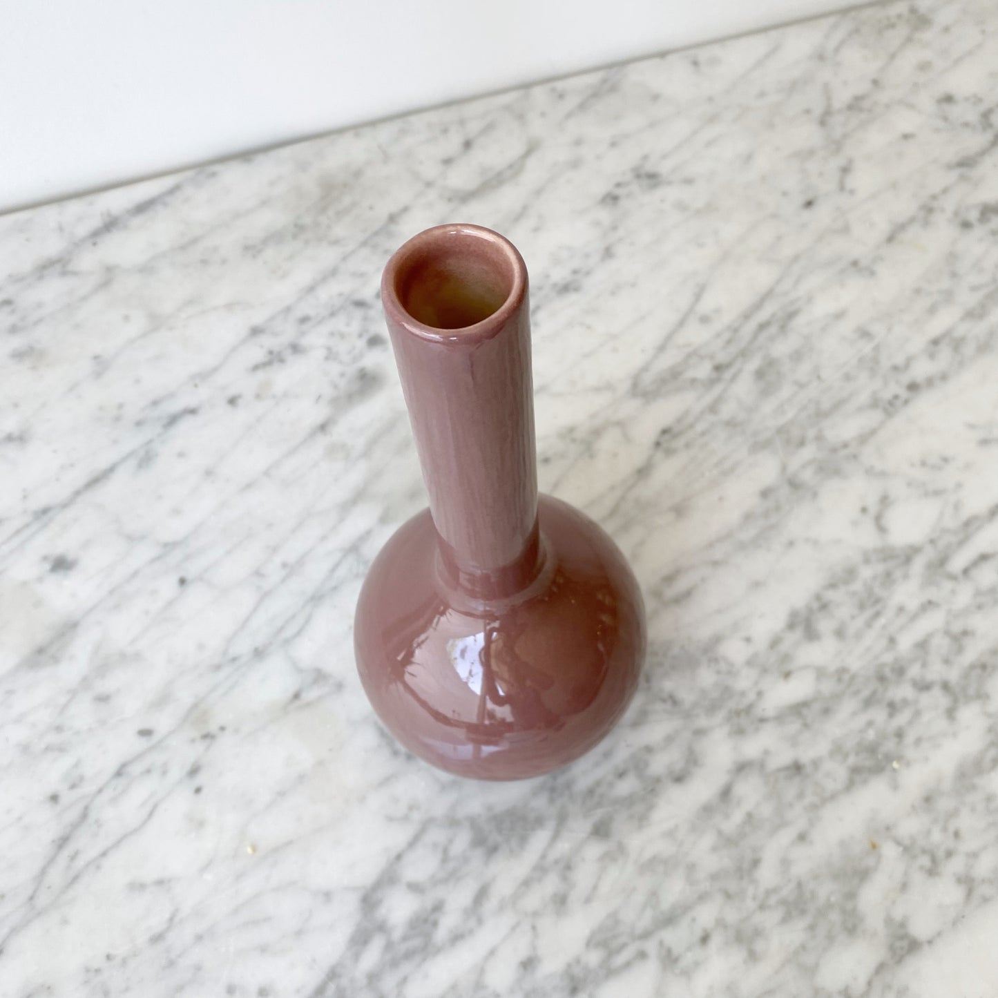 Vintage Mauve Ceramic Bud Vase, 9”