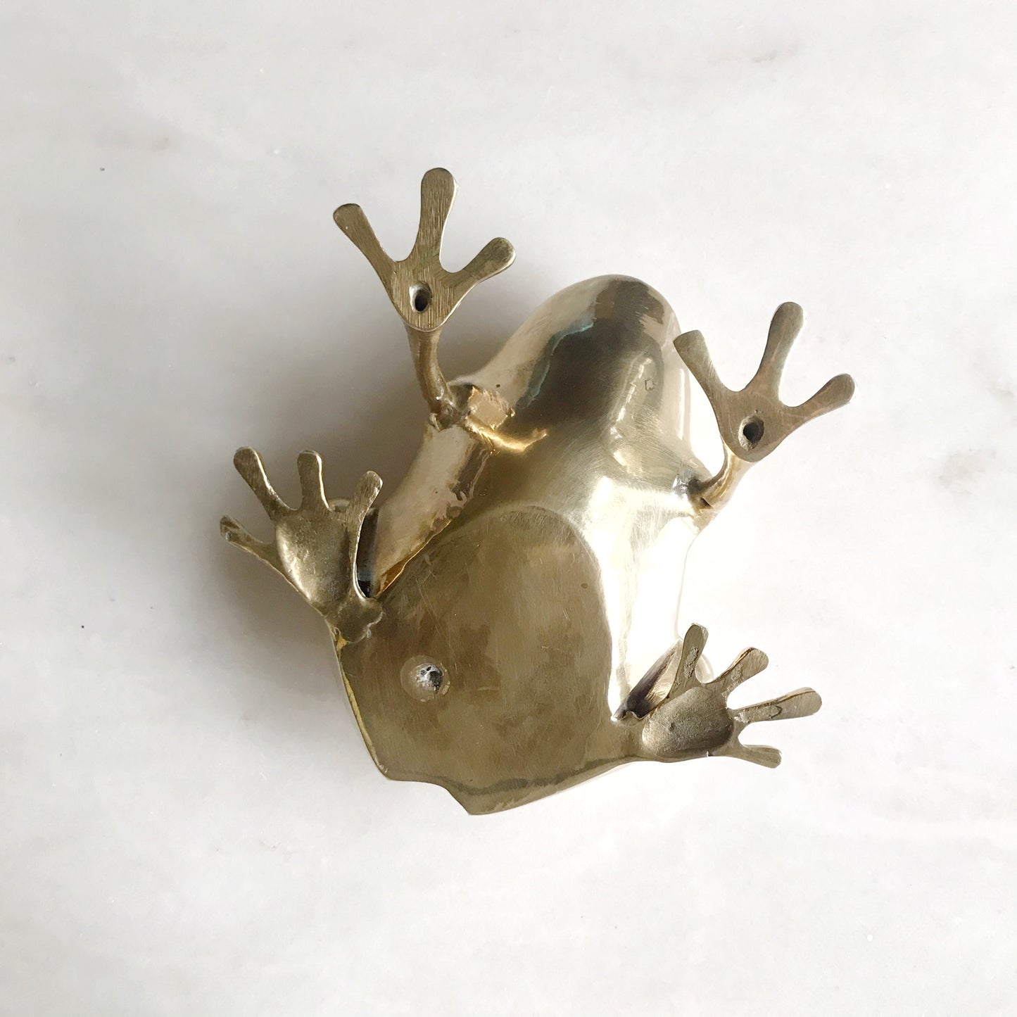 XL Vintage Brass Frog