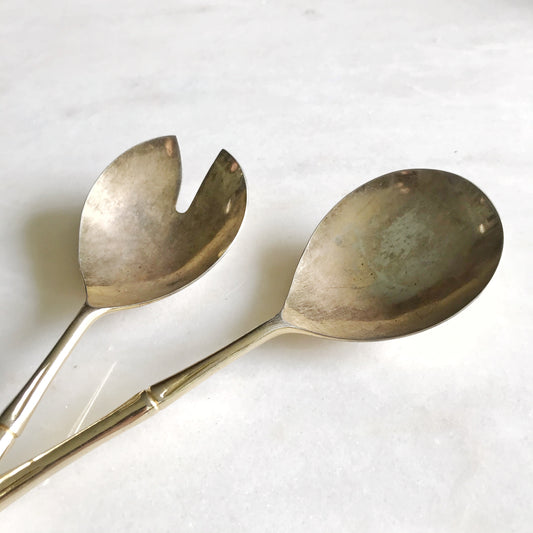 Vintage Gold Bamboo Serving Utensils