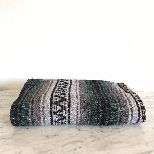 Woven Throw Blanket, Green & Gray
