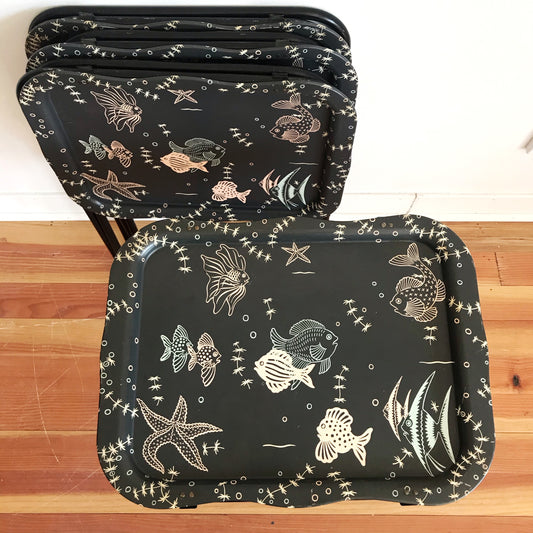 Set of 4 Vintage Folding TV Trays