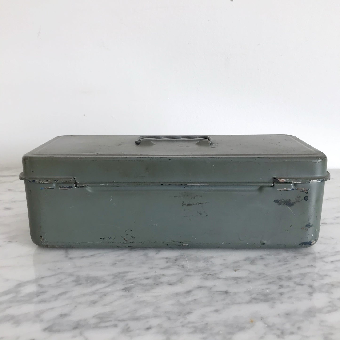 Small Vintage Metal Box, Sage Green