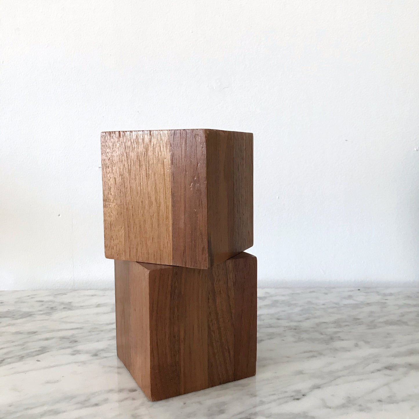 Pair of Wooden Cube Candle Holders