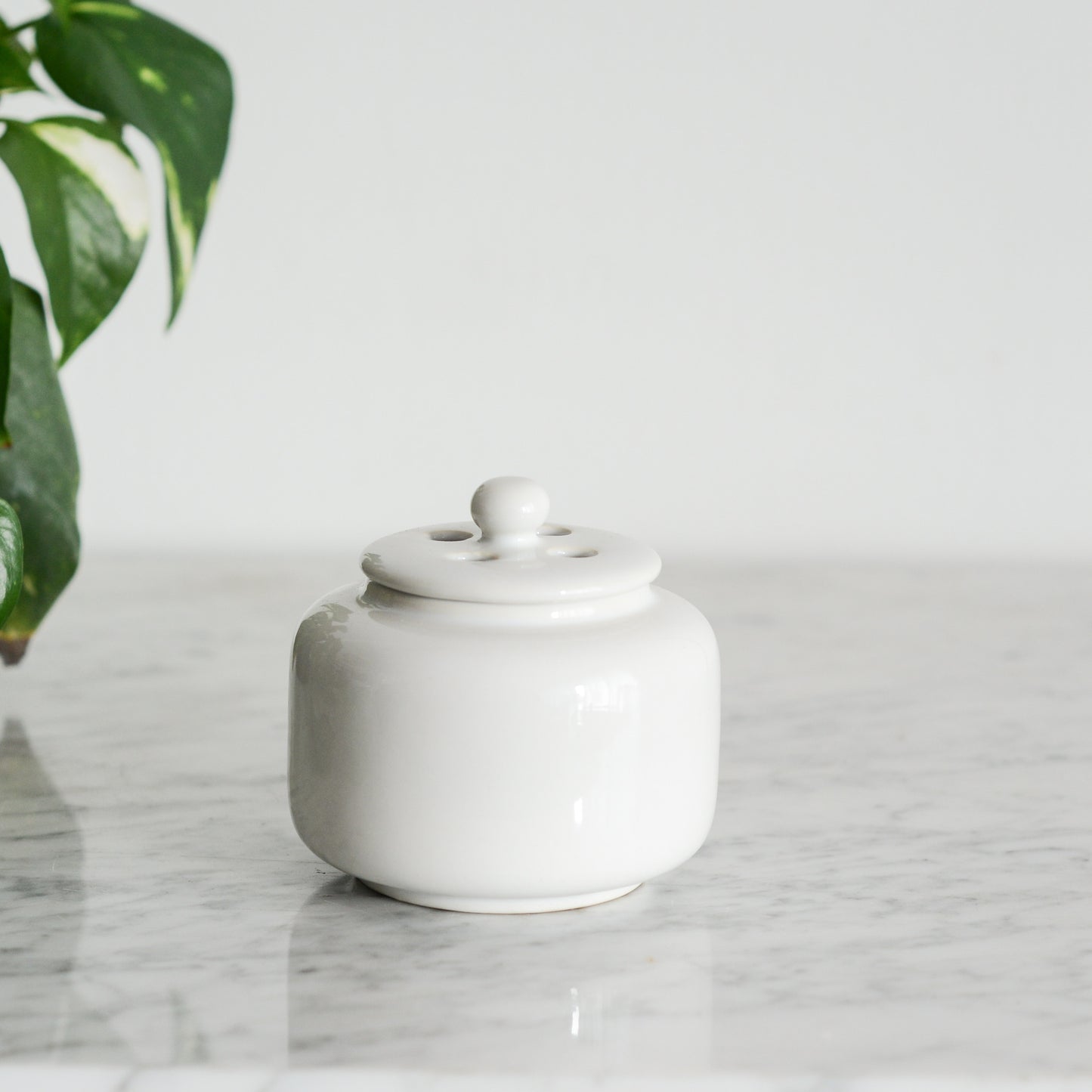 Simple White Ceramic Container with Lid