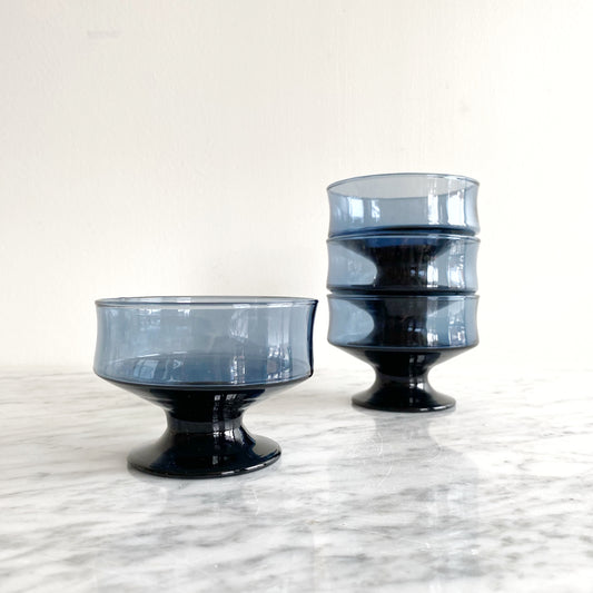 Set of 4 Vintage Blue Sapphire Glasses, Choose Style